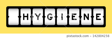 Black color in word hygiene on slot banner with yellow color background Black color in word hygiene on slot banner with yellow color background 142804238