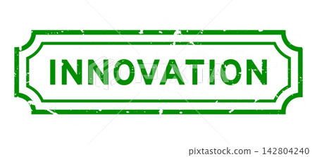 Grunge green innovation word square rubber stamp on white background 142804240