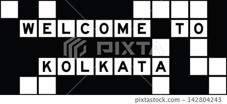 Alphabet letter in word welcome to kolkata on crossword puzzle background 142804243