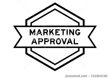 Vintage black color hexagon label banner with word marketing approval on white background Vintage black color hexagon label banner with word marketing approval on white background 142804280