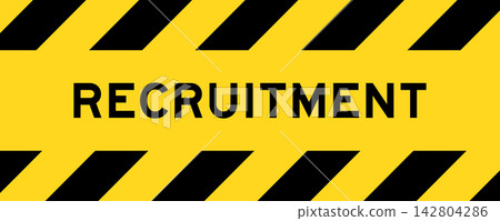 Yellow and black color with line striped label banner with word recruitment Yellow and black color with line striped label banner with word recruitment 142804286