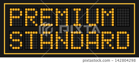 Orange color led banner in word premium standardon black background Orange color led banner in word premium standardon black background 142804298
