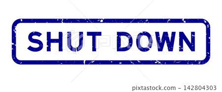 Grunge blue shut down word rubber square seal stamp on white background Grunge blue shut down word rubber square seal stamp on white background 142804303
