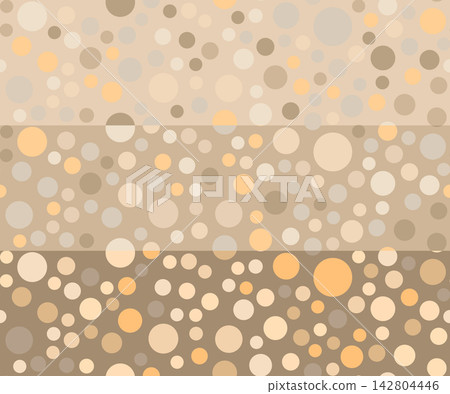 Polka dot seamless pattern set in brown and beige pastel colors. 3 wide background with random size circles abstract texture. Polka dot seamless pattern set in brown and beige pastel colors. 3 wide background with random size circles abstract texture. 142804446