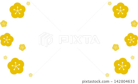 黃色簡單花框 黃色簡單花框 142804633