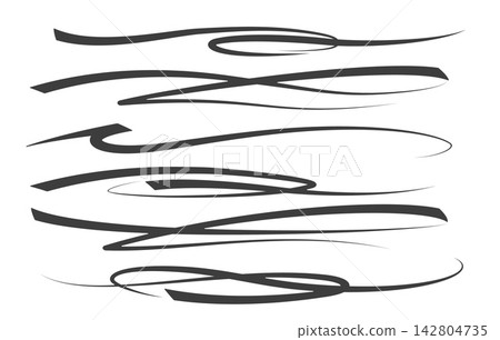 Curly brush paint underline set Curly brush paint underline set 142804735