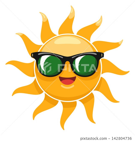 Cute smiling sun wearing sunglasses Cute smiling sun wearing sunglasses 142804736