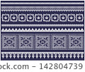 White antique lace trim material set (edging, border, craft-style decoration) 142804739