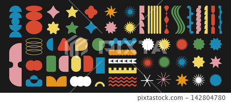 Trendy vector brutalism colorful shapes. Minimal abstract geometric elements. Modern contemporary figure. abstract designs and shapes, icons. Swiss design aesthetic. Trendy vector brutalism colorful shapes. Minimal abstract geometric elements. Modern contemporary figure. abstract designs and shapes, icons. Swiss design aesthetic. 142804780