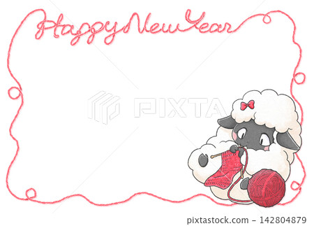 羊年新年賀卡插圖 羊年新年賀卡插圖 142804879