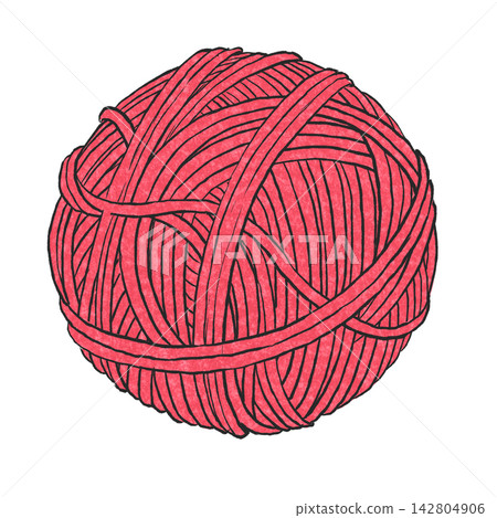 Illustration of a ball of red yarn 142804906