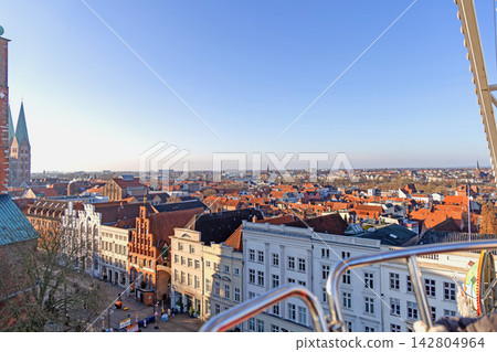Lubeck aerial view of historic old town Lubeck aerial view of historic old town 142804964
