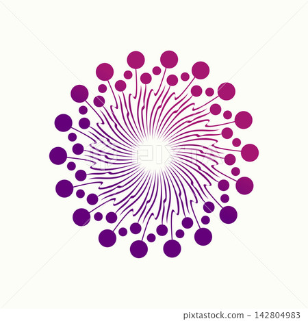 Abstract purple mandalastyle radial motif with vibrant dot embellishments on clean white, perfect for decorative backgrounds and modern designs motif. Abstract purple mandalastyle radial motif with vibrant dot embellishments on clean white, perfect for decorative backgrounds and modern designs motif. 142804983
