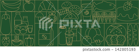 Set of fruits and berries, organic vitamins and healthy food. On a black background. Sticker collection. 142805193
