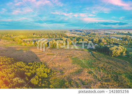 Rural landscape. Aerial view. View of countryside in summer Rural landscape. Aerial view. View of countryside in summer 142805256