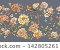 chinoiserie pattern with birds 142805261