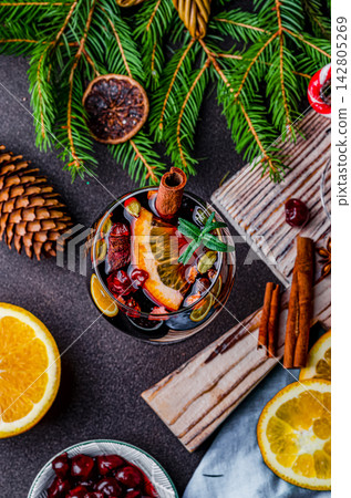 Traditional Mulled Wine with Orange, Cinnamon and Spices Traditional Mulled Wine with Orange, Cinnamon and Spices 142805269