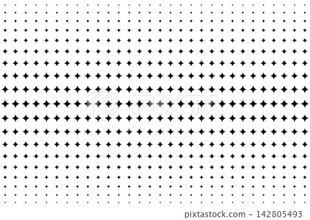 Repeating vanishing stars pattern. Twinkles background with halftone effect. Geometric mosaic texture. Faded starry print. Minimalistic abstract wallpaper. Vector graphic illustration Repeating vanishing stars pattern. Twinkles background with halftone effect. Geometric mosaic texture. Faded starry print. Minimalistic abstract wallpaper. Vector graphic illustration 142805493