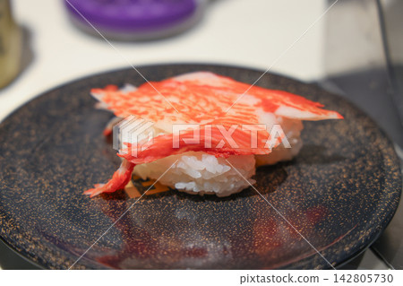 Japan April 29 2026 Crab nigiri sushi with marbled texture Japan April 29 2026 Crab nigiri sushi with marbled texture 142805730