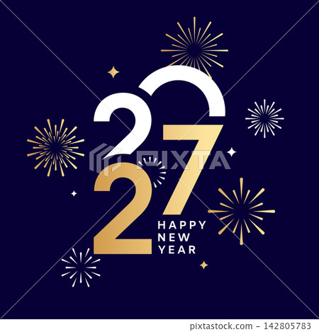 Happy New Year 2027 celebration greeting card, 2027 poster Happy New Year 2027 celebration greeting card, 2027 poster 142805783