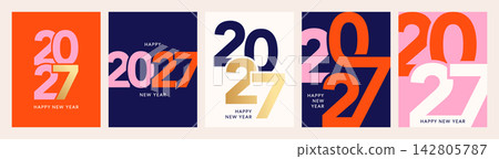 Happy New Year 2027 poster collection, number 2027 card set Happy New Year 2027 poster collection, number 2027 card set 142805787