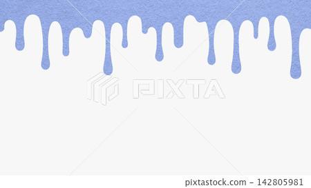 Pastel blue paint drip from textured paper on white background with copy space. Abstract periwinkle flowing liquid splash template 142805981