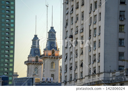 Historic Buenos Aires Architecture at Golden Hour Sunset 142806024