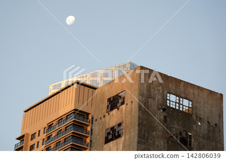 Moon Over Buenos Aires Puerto Madero Urban Buildings at Sunset Moon Over Buenos Aires Puerto Madero Urban Buildings at Sunset 142806039