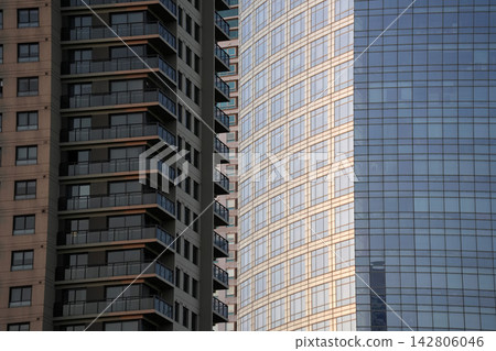 Modern Skyscrapers Glass and Concrete Facades Buenos Aires Modern Skyscrapers Glass and Concrete Facades Buenos Aires 142806046