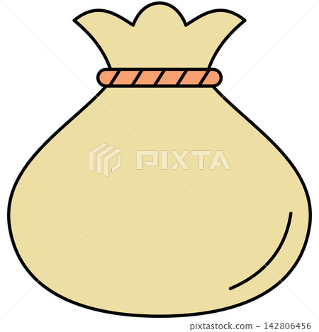Flat style icon illustration of tied money bag pouch isolated on transparent background. Graphic design element clip art for wealth financial savings assets. Flat style icon illustration of tied money bag pouch isolated on transparent background. Graphic design element clip art for wealth financial savings assets. 142806456