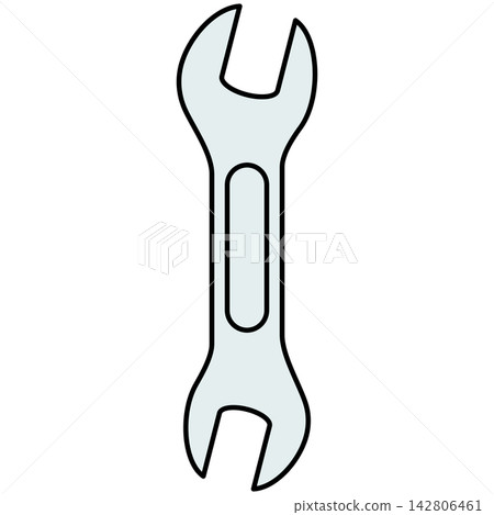 Flat style icon illustration of open ended wrench tool isolated on transparent background. Graphic design element clip art for mechanic repair service assets. Flat style icon illustration of open ended wrench tool isolated on transparent background. Graphic design element clip art for mechanic repair service assets. 142806461