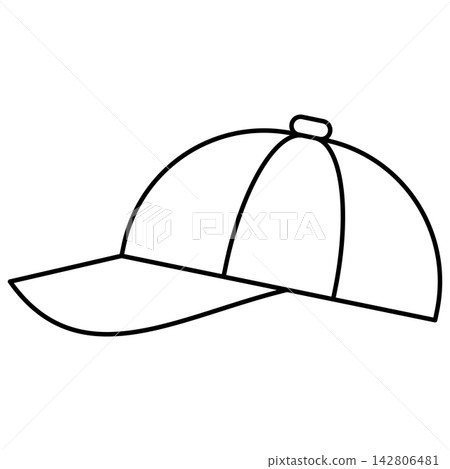 Minimalist black outline icon illustration of a baseball cap isolated on transparent background. Line art stroke casual headwear hat clip art graphic design element for apparel fashion assets. Minimalist black outline icon illustration of a baseball cap isolated on transparent background. Line art stroke casual headwear hat clip art graphic design element for apparel fashion assets. 142806481