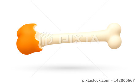 3d illustration of chicken bone with meat 3d illustration of chicken bone with meat 142806667