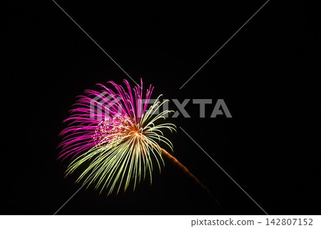 A night view of Shirahama Beach in Wakayama Prefecture. Fireworks are being launched. A night view of Shirahama Beach in Wakayama Prefecture. Fireworks are being launched. 142807152
