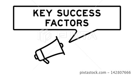 Megaphone icon with speech bubble in word key success factors on white background 142807666