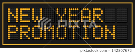 Orange color led banner in word new year promotion on black background Orange color led banner in word new year promotion on black background 142807673