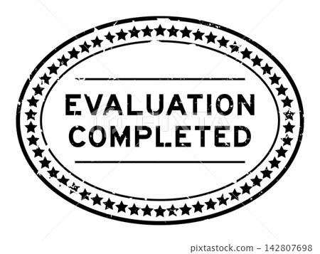 Grunge black evaluation completed word oval rubber seal stamp on white background Grunge black evaluation completed word oval rubber seal stamp on white background 142807698