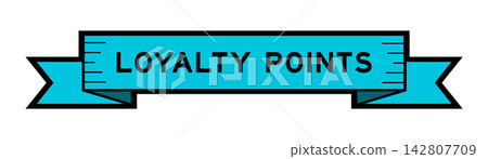 Ribbon label banner with word loyalty points in blue color on white background Ribbon label banner with word loyalty points in blue color on white background 142807709