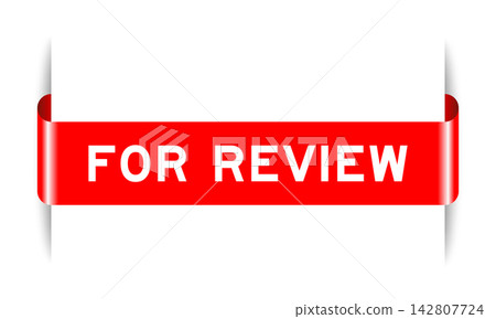 Red color inserted label banner with word for review on white background Red color inserted label banner with word for review on white background 142807724