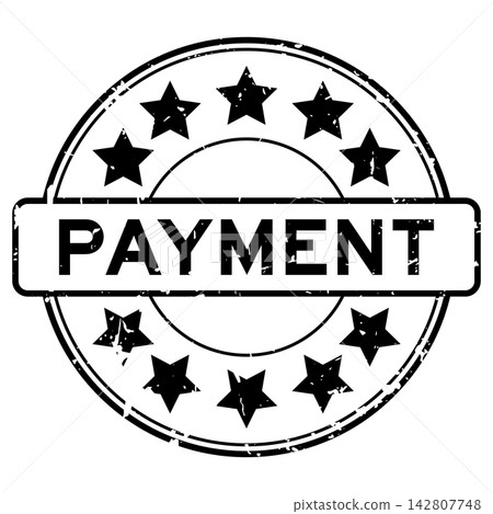 Grunge black payment word with star icon round rubber seal stamp on white background 142807748
