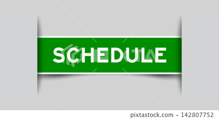 Green color square shape sticker label with word schedule inserted in gray background Green color square shape sticker label with word schedule inserted in gray background 142807752