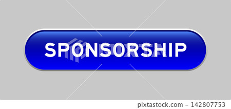 Blue color capsule shape button with word sponsorship on gray background 142807753