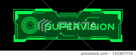 Futuristic hud banner that have word supervision on user interface screen on green background Futuristic hud banner that have word supervision on user interface screen on green background 142807754