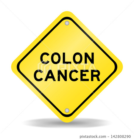 Yellow color transportation sign with word colon cancer on white background Yellow color transportation sign with word colon cancer on white background 142808290