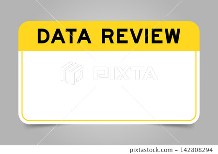 Label banner that have yellow headline with word data review and white copy space, on gray background Label banner that have yellow headline with word data review and white copy space, on gray background 142808294
