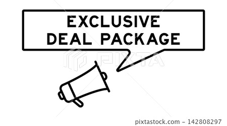 Megaphone icon with speech bubble in word exclusive deal package on white background Megaphone icon with speech bubble in word exclusive deal package on white background 142808297