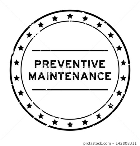 Grunge black preventive maintenance word round rubber seal stamp on white background Grunge black preventive maintenance word round rubber seal stamp on white background 142808311