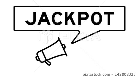Megaphone icon with speech bubble in word jackpot on white background Megaphone icon with speech bubble in word jackpot on white background 142808325