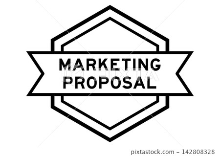 Vintage black color hexagon label banner with word marketing proposal on white background Vintage black color hexagon label banner with word marketing proposal on white background 142808328