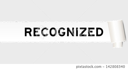 Ripped gray paper background that have word recognized under torn part 142808340